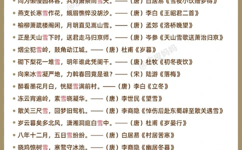 诗词飞花令&ldquo;雪&rdquo;！你的城市下雪了吗？_中小学精品资料(高清可打印)_古诗词大全集281份高清资料整理版