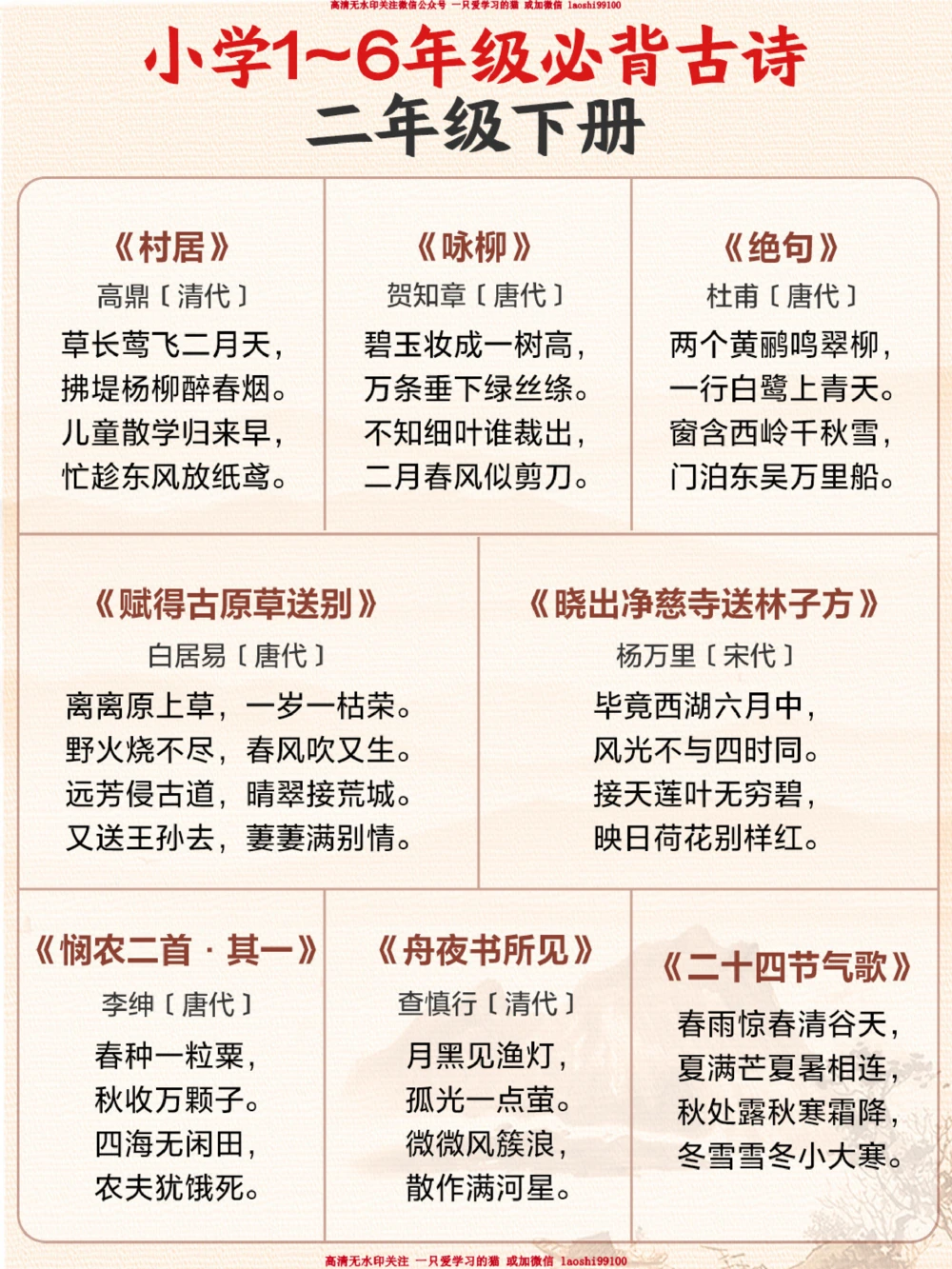 超齐全-1-6年级必背古诗合集-收藏背诵_2025抖音最火小学全科全年级资料大全集超完整版_小学语文VIP资源禁止外传