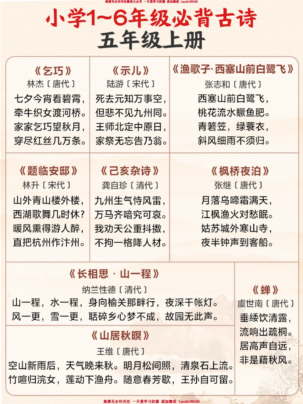 超齐全-1-6年级必背古诗合集-收藏背诵_2025抖音最火小学全科全年级资料大全集超完整版_小学语文VIP资源禁止外传
