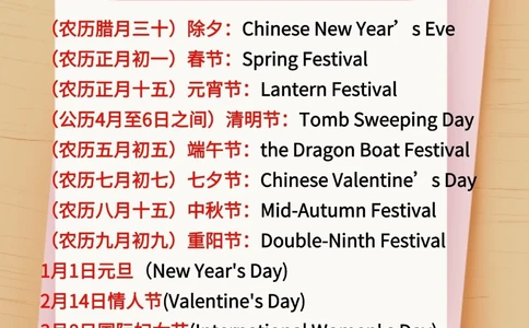 涨知识：节假日英文表达大全，请收藏！_中小学精品资料(高清可打印)_常识知识大全集140份高清资料整理版