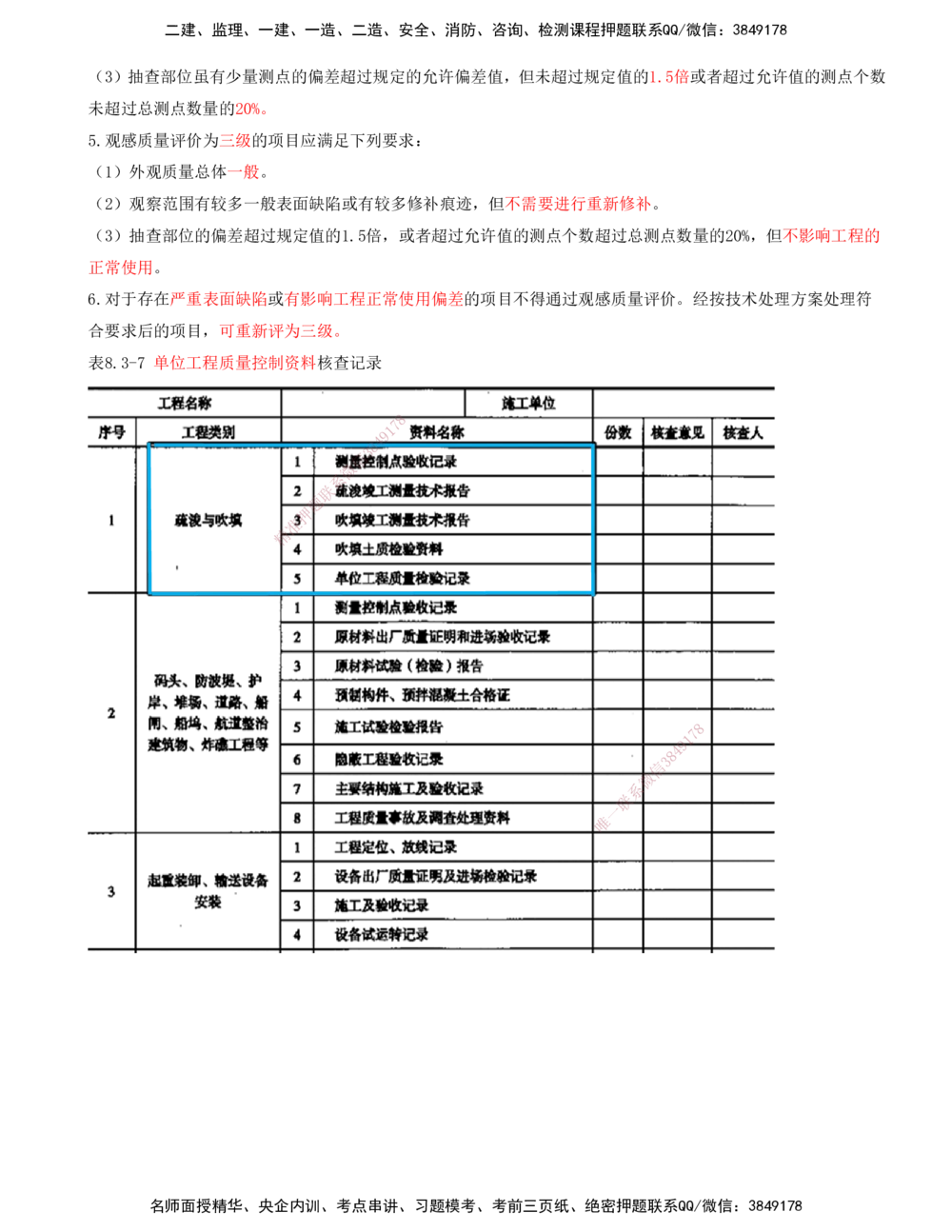 03.93-第3篇-第8章-8.3.1-水运工程质量检查与检验的划分-8.3.2-水运工程质量检查与检验的合格标准-8.3.3-水运工程质量检查与检验的程序和组织_2026年一级建造师_2026年一建港航_08.第八章