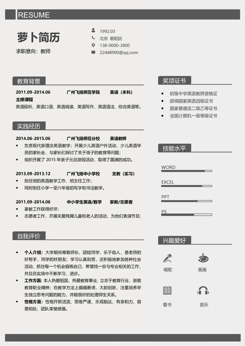 5_26考研复试_复试真题、简历模板、补充资料（旧版资料）_考研复试简历124款_106单页简历模板