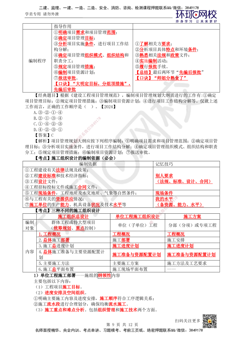 01.直播密训一_2026年一级建造师_2026年一建管理_2025年一建管理SVIP_04-冲刺串讲✿考点强化✿小灶集训_17-管理《直播密训班》张君HQ推荐_讲义