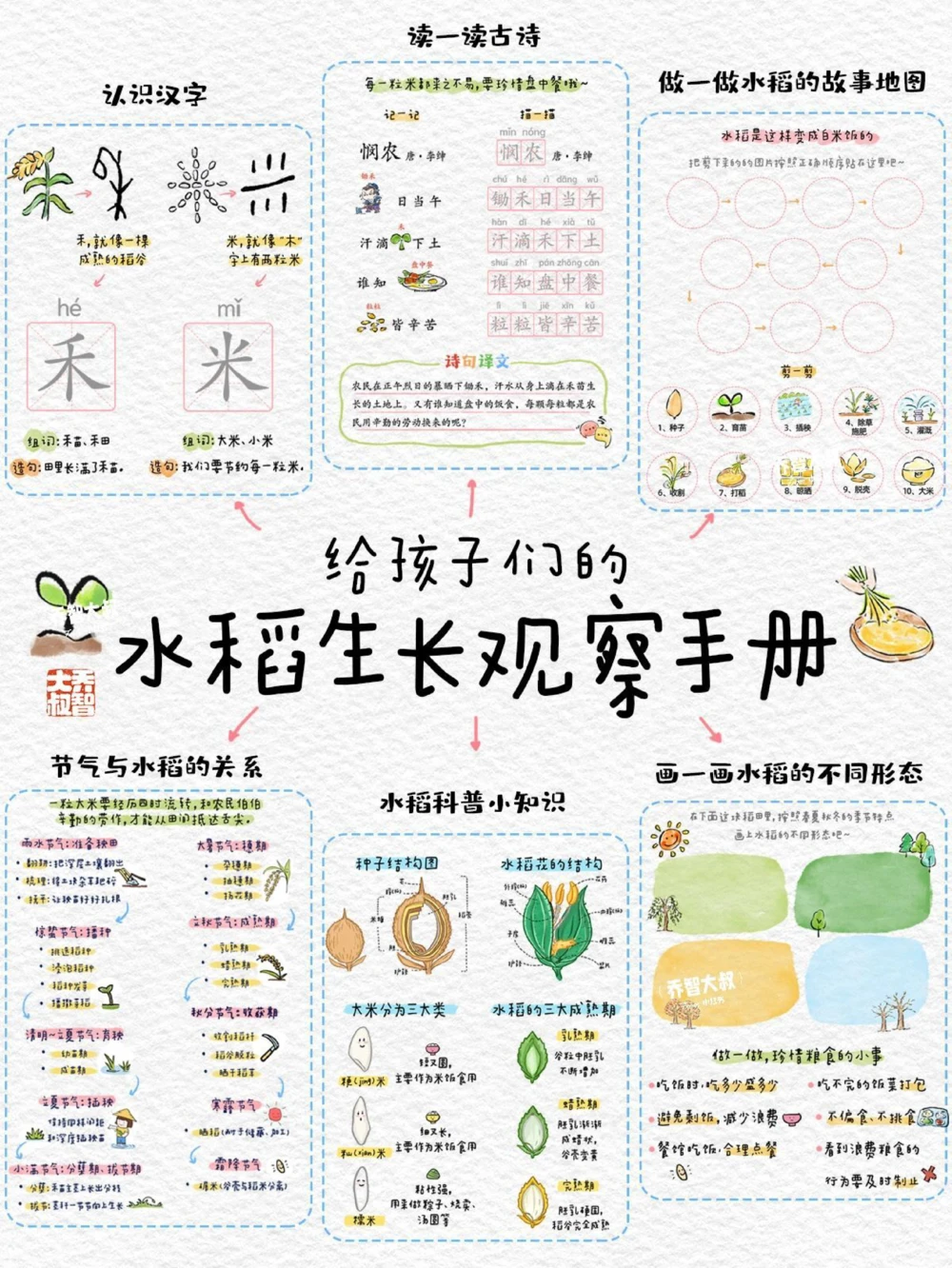 给孩子们的水稻生长观察手册_中小学精品资料(高清可打印)_常识知识大全集140份高清资料整理版