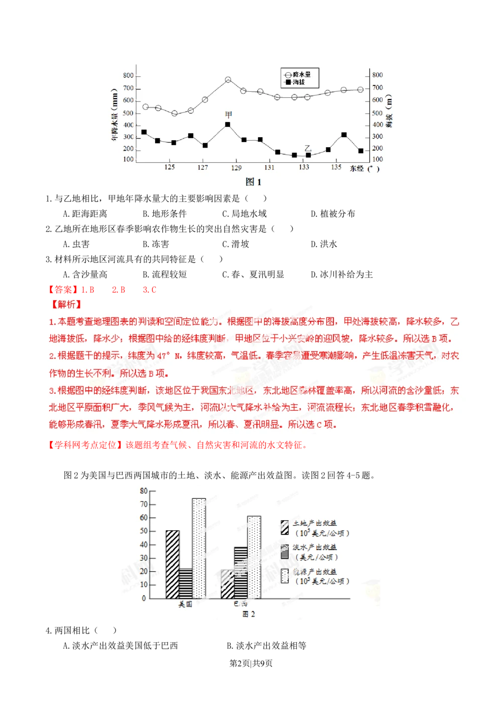 2013年高考地理试卷（重庆）（解析卷）_历年高考真题合集_地理历年高考真题_新&middot;Word版2008-2025&middot;高考地理真题_地理（按省份分类）2008-2025_2012-2024&middot;（重庆）地理高考真题