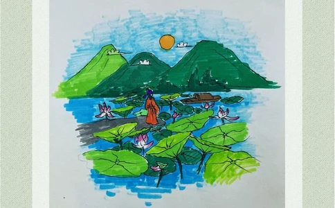 看画猜诗描绘了六月西湖的绮丽景色_中小学精品资料(高清可打印)_古诗词大全集281份高清资料整理版