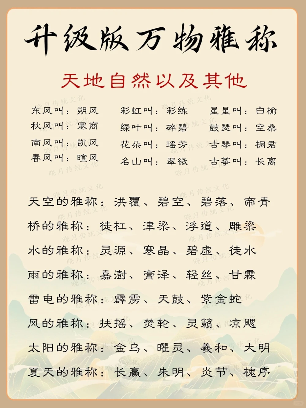 诗词爱好者福音，万物雅称升级版_中小学精品资料(高清可打印)_古诗词大全集281份高清资料整理版