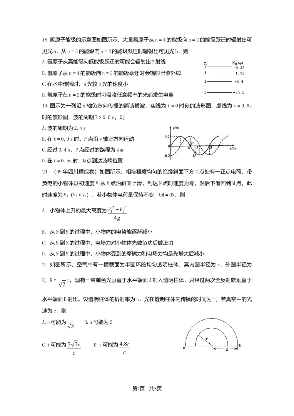 2009年高考物理真题（四川）（空白卷）_物理历年高考真题_新&middot;Word版2008-2025&middot;高考物理真题_物理（按试卷类型分类）2008-2025_自主命题卷&middot;物理（2008-2025）
