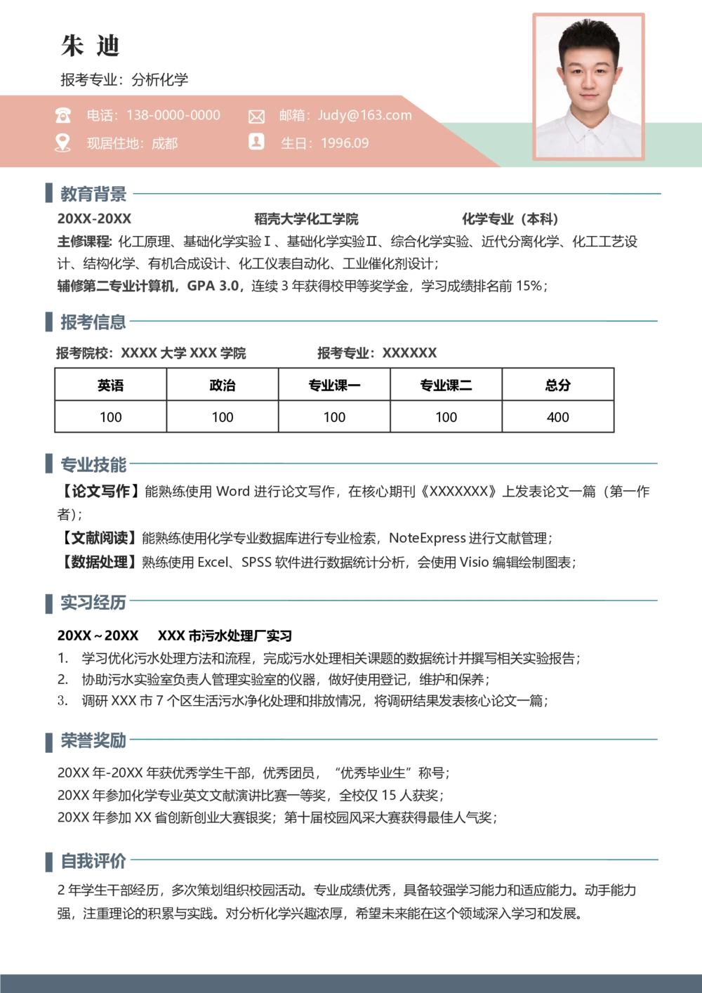 化学类_26考研复试_复试真题、简历模板、补充资料（旧版资料）_考研复试简历124款_按专业分类