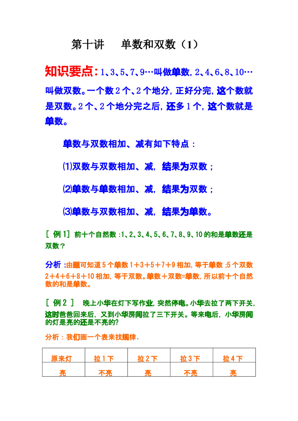 第十讲单数和双数（1）_小学奥数举一反三1-6年级相关课程_奥数分专题题型与解题思路_小学奥数知识讲解