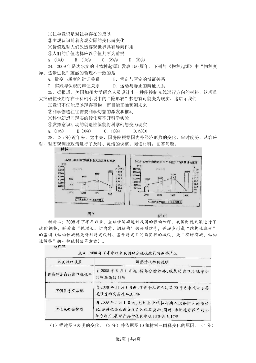 2009年高考生物政治（山东）（空白卷）_政治历年高考真题_新&middot;Word版2008-2025&middot;高考政治真题_政治（按省份分类）2008-2025_2008-2025&middot;（山东）政治高考真题