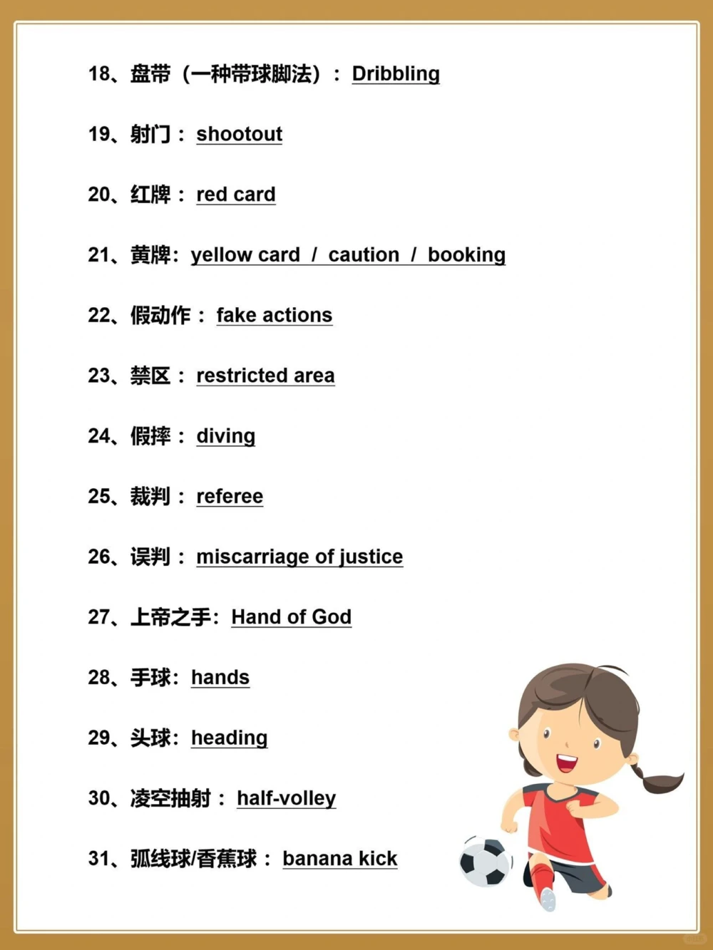 资深球迷get️️59个世界杯足球英语词汇_中小学精品资料(高清可打印)_初中大全集高清资料整理版