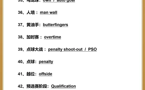 资深球迷get️️59个世界杯足球英语词汇_中小学精品资料(高清可打印)_初中大全集高清资料整理版