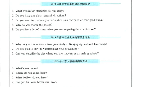 3、十个热门学校往年年复试口语题目_26考研复试_10考研复试资料25_复试资料和一本通