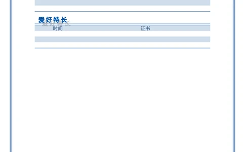 101.可爱蓝白_表格式_适用于在职人员_2页式_无内容_有封面_26考研复试_复试真题、简历模板、补充资料（旧版资料）_考研经典面试系列（复试技巧调剂指导口语指导自我介绍导师模板）