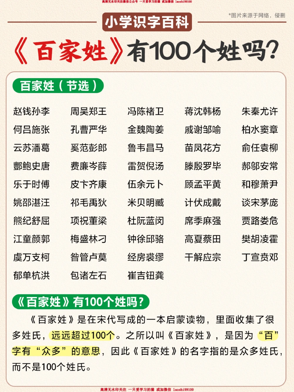 给孩子讲讲《百家姓》_2025抖音最火小学全科全年级资料大全集超完整版_小学常识VIP资源禁止外传