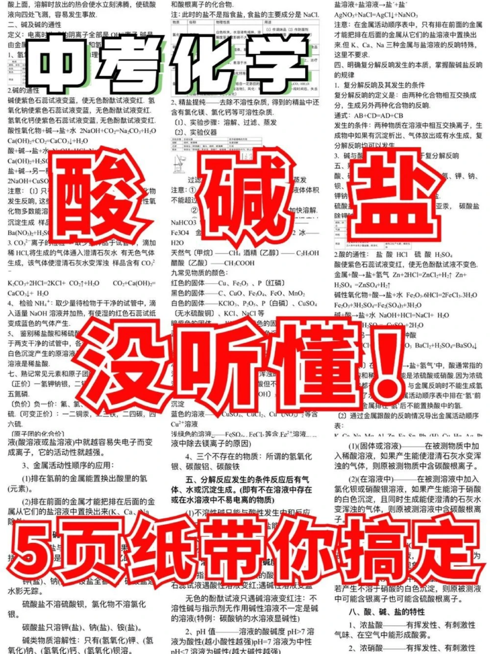 还不会酸碱盐5张图带你搞定它_中小学精品资料(高清可打印)_初中大全集高清资料整理版