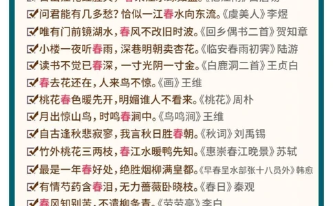 诗词&ldquo;春&rdquo;字飞花令，你能说出多少？_中小学精品资料(高清可打印)_古诗词大全集281份高清资料整理版