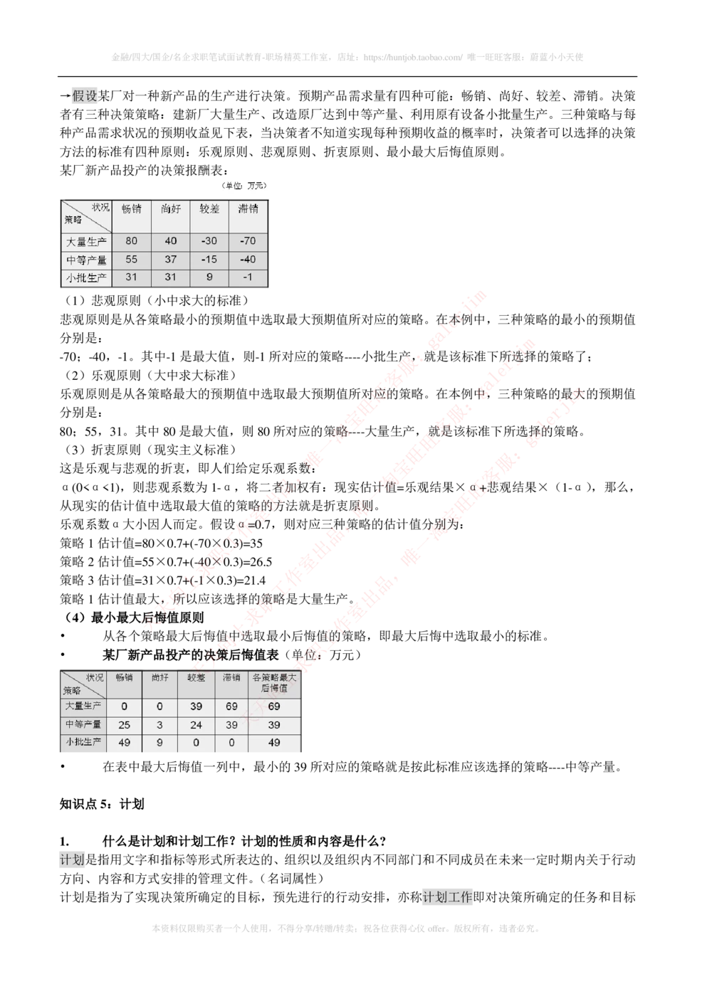 2-1-市场类专业知识点--管理学复习知识点讲义整理_三桶油_中石化笔试_2-中国石油化工集团（中石化）2022招聘笔试完整知识点（专业知识部分）