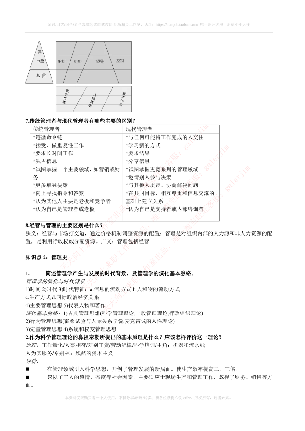 2-1-市场类专业知识点--管理学复习知识点讲义整理_三桶油_中石化笔试_2-中国石油化工集团（中石化）2022招聘笔试完整知识点（专业知识部分）