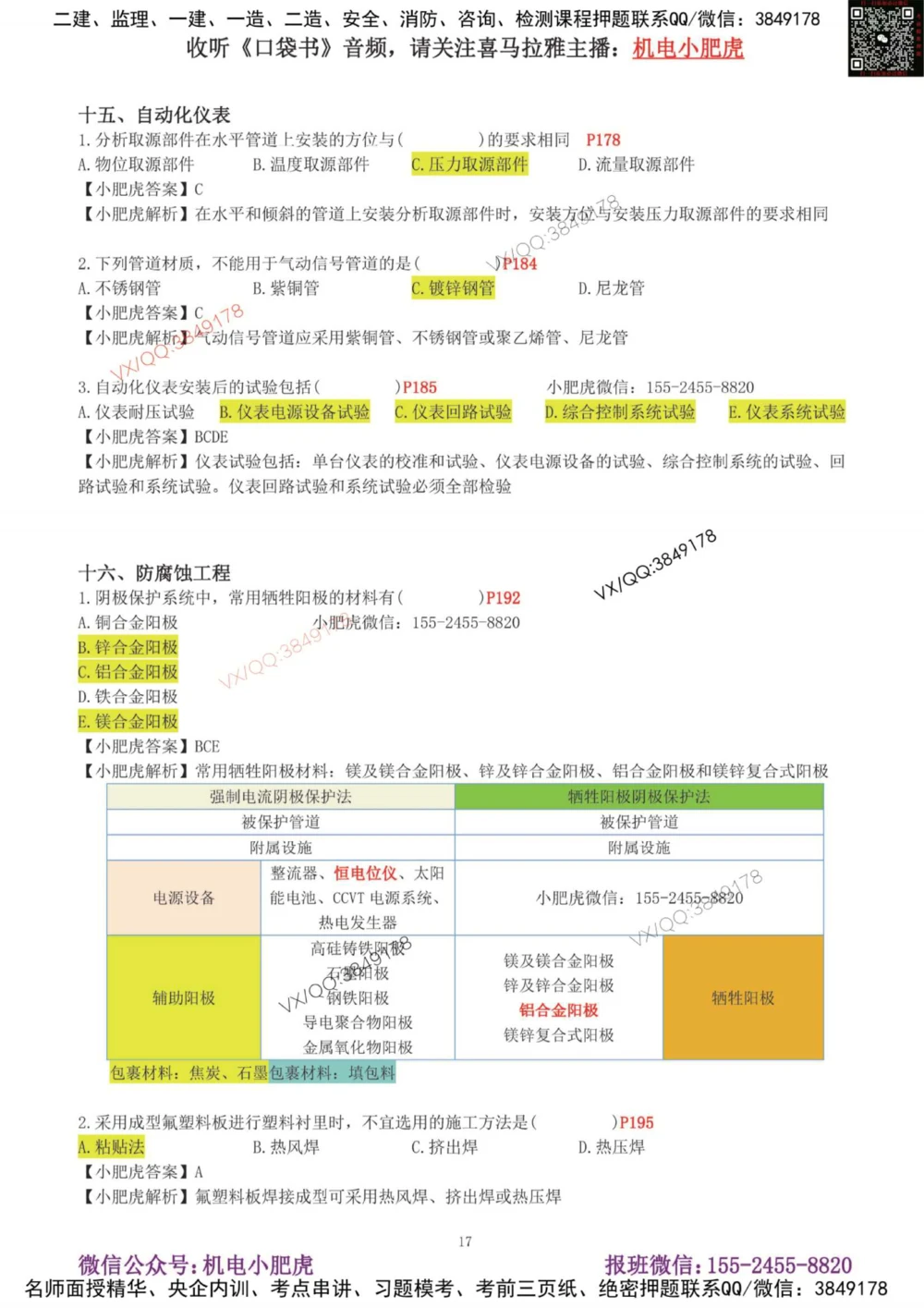 01-增值服务（1-3）答案_2026年一级建造师_2026年一建机电_2025年一建机电SVIP_04-冲刺串讲✿考点强化✿小灶集训_17-机电《案例百题斩》小肥虎SMR_增值服务