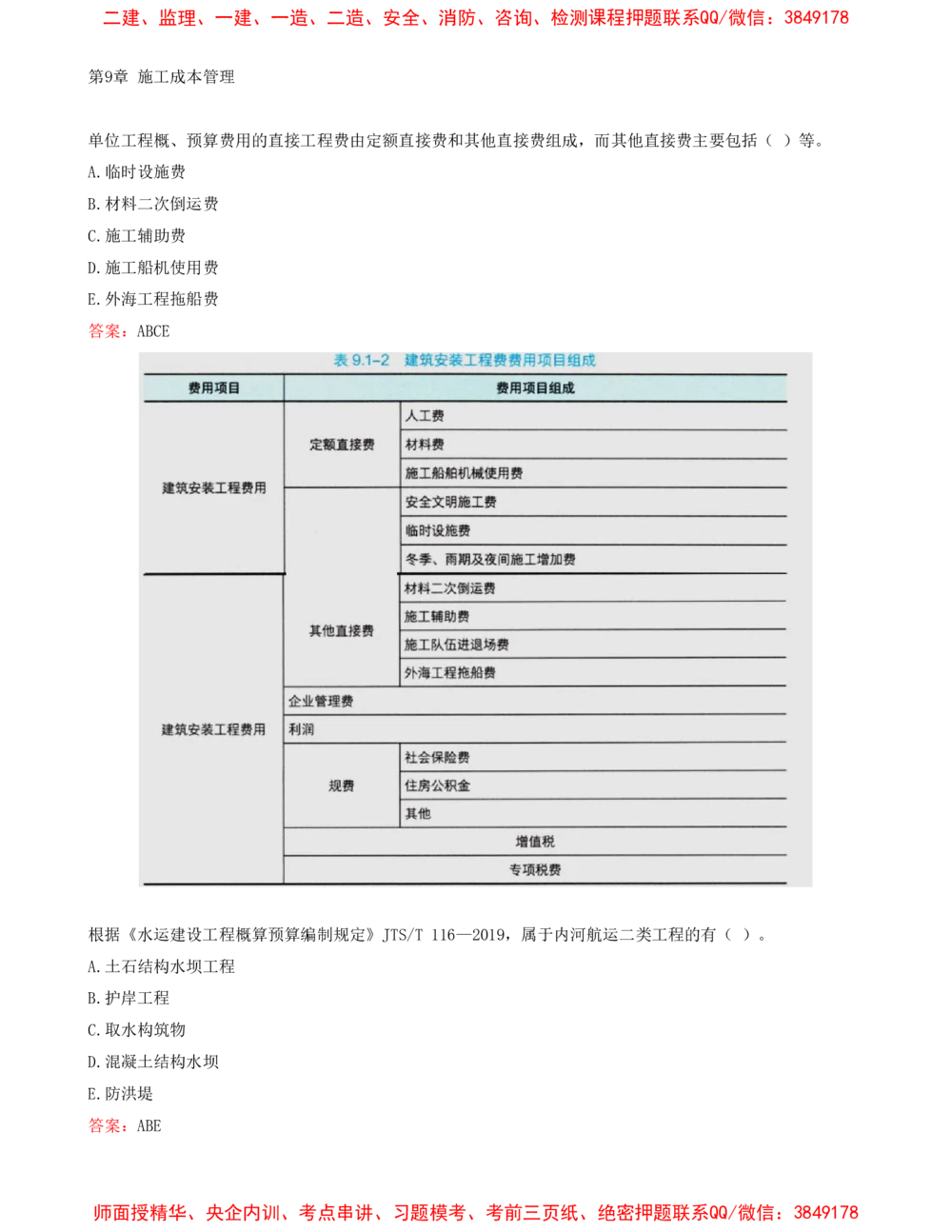 09.09-第3篇-第9章-施工成本管理-第10章-施工安全管理-第11章-绿色建造及施工现场环境管理_2026年一级建造师_2026年一建港航_2025年一建港航SVIP_03-习题精析✿实战特训✿模考通关