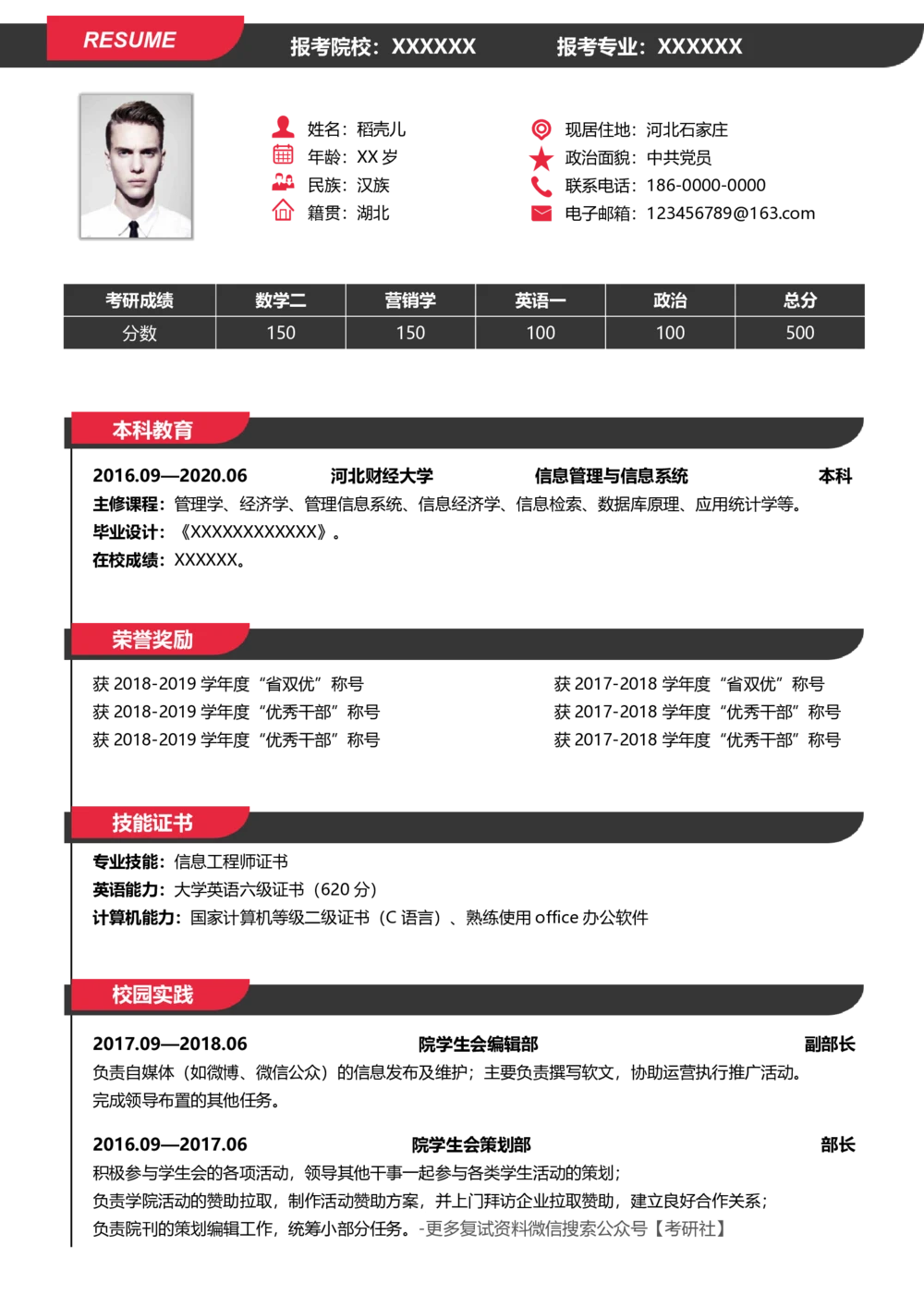 信息管理与信息系统_26考研复试_考研复试资料合集26_考研复试简历124款_按专业分类