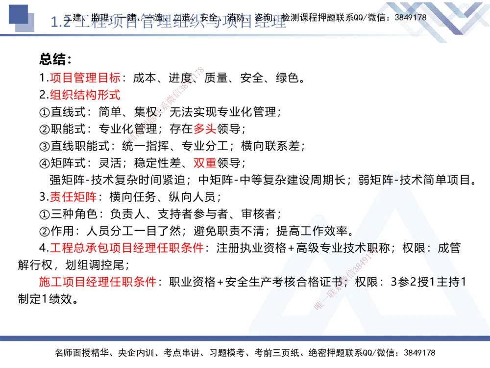 01.2025黄雨诗-核心考点速记-管理1_2026年一级建造师_2026年一建管理_2025年一建管理SVIP_02-基础精讲✿高端面授✿深度强化_33-管理《核心考点速记》黄雨诗HX_讲义
