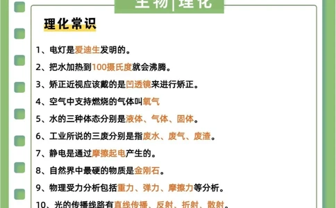 百科常识55个小学必备的生物理化常识_中小学精品资料(高清可打印)_百科知识大全集312份高清资料整理版