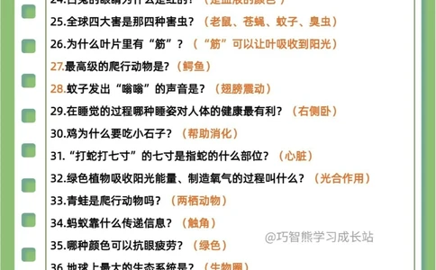 百科常识55个小学必备的生物理化常识_中小学精品资料(高清可打印)_百科知识大全集312份高清资料整理版