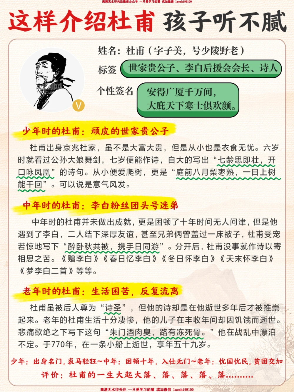 这样介绍杜甫-孩子怎么也听不腻_2025抖音最火小学全科全年级资料大全集超完整版_家庭教育VIP资源禁止外传