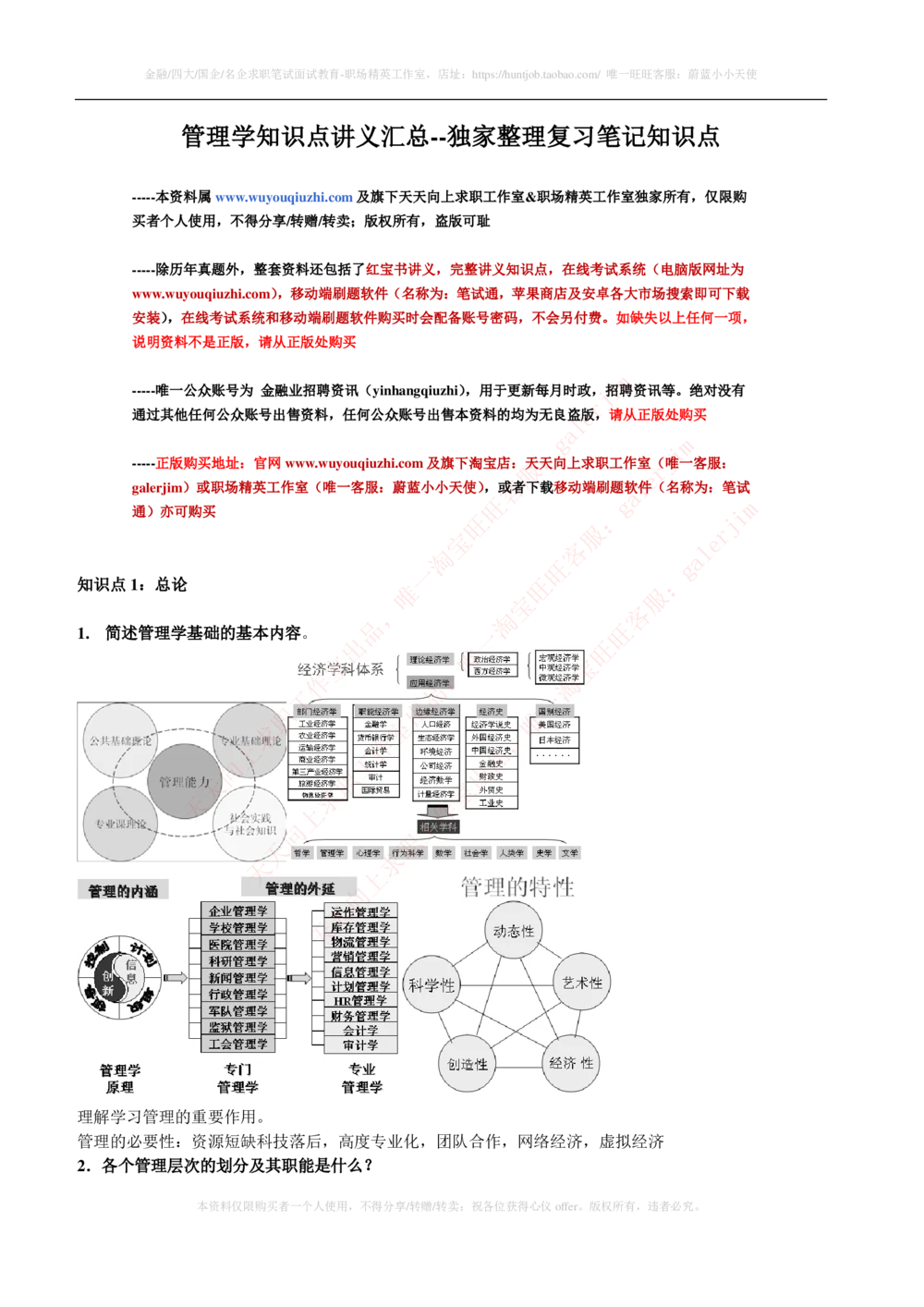2-1-市场类专业知识点--管理学复习知识点讲义整理_三桶油_中石化笔试_中石化_中石化笔试_2-中国石油化工集团（中石化）2022招聘笔试完整知识点（专业知识部分）
