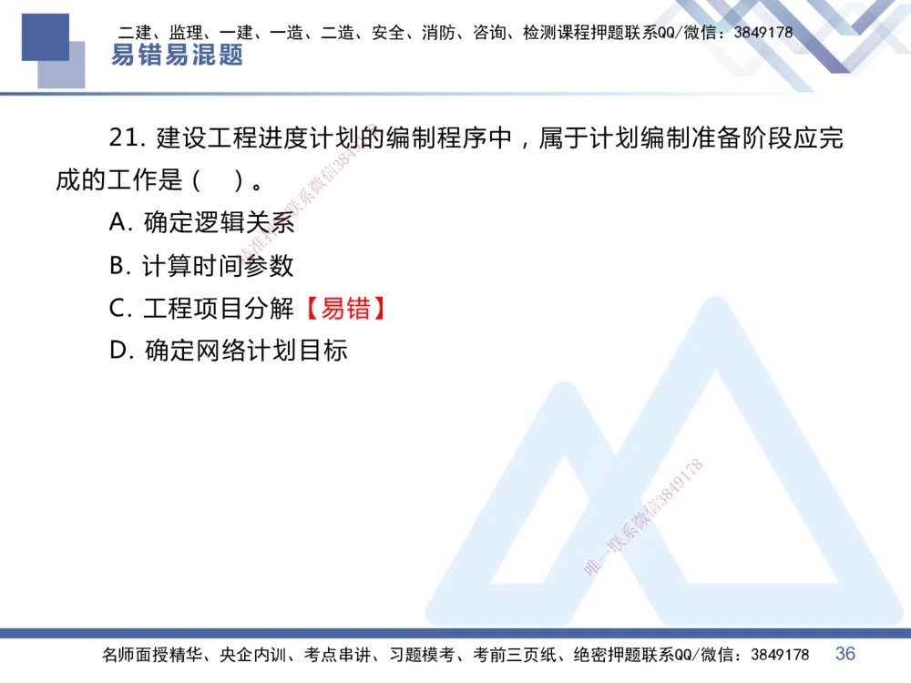 01.2025王晓丹-易错易混题讲解-管理_2026年一级建造师_2026年一建管理_2025年一建管理SVIP_04-冲刺串讲✿考点强化✿小灶集训_39-管理《易错易混讲解》黄雨诗HX_讲义