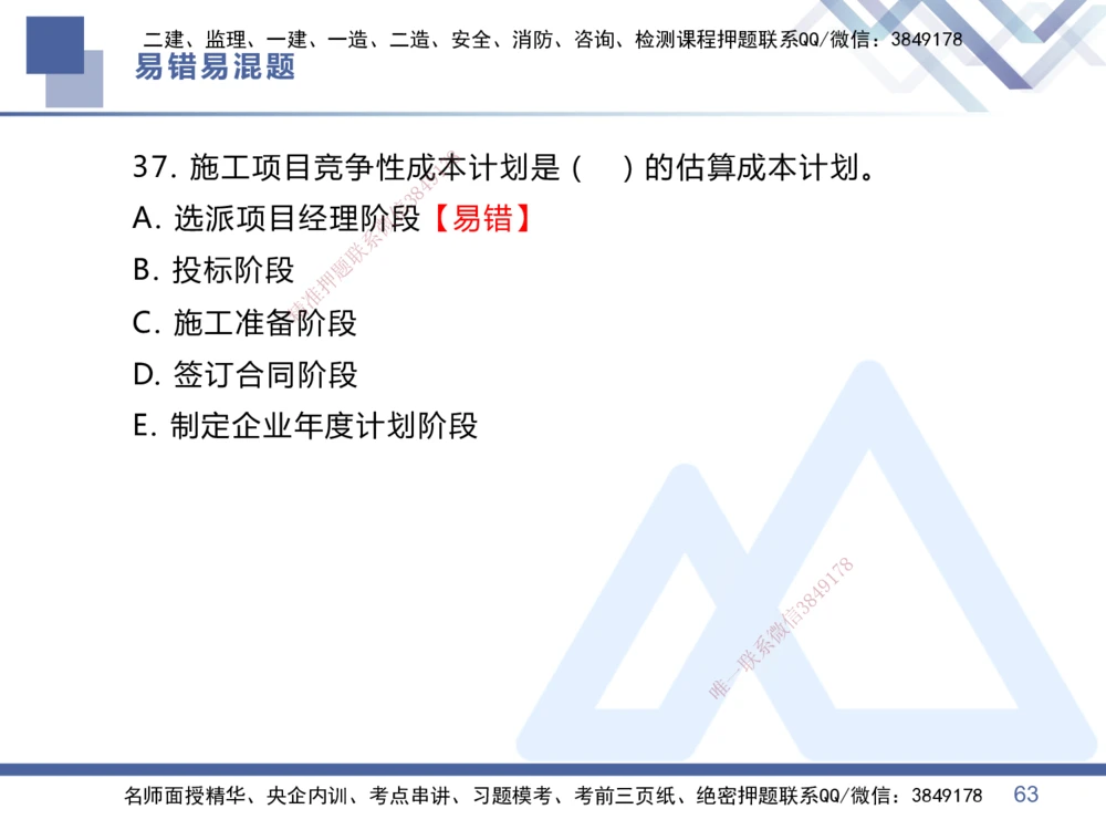 01.2025王晓丹-易错易混题讲解-管理_2026年一级建造师_2026年一建管理_2025年一建管理SVIP_04-冲刺串讲✿考点强化✿小灶集训_39-管理《易错易混讲解》黄雨诗HX_讲义