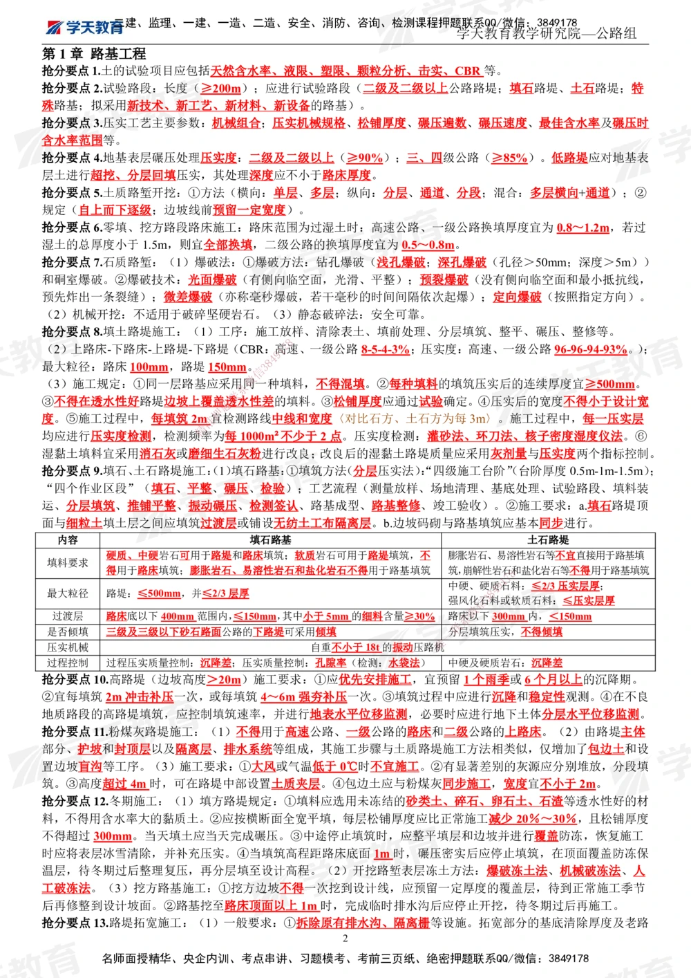 01.2025一建《公路》考前10页纸（完整版）_2026年一级建造师_2026年一建公路_2025年一建公路SVIP_04-冲刺串讲✿考点强化✿小灶集训_51-公路《考前密训班》赵天娇XT_--配套讲义--
