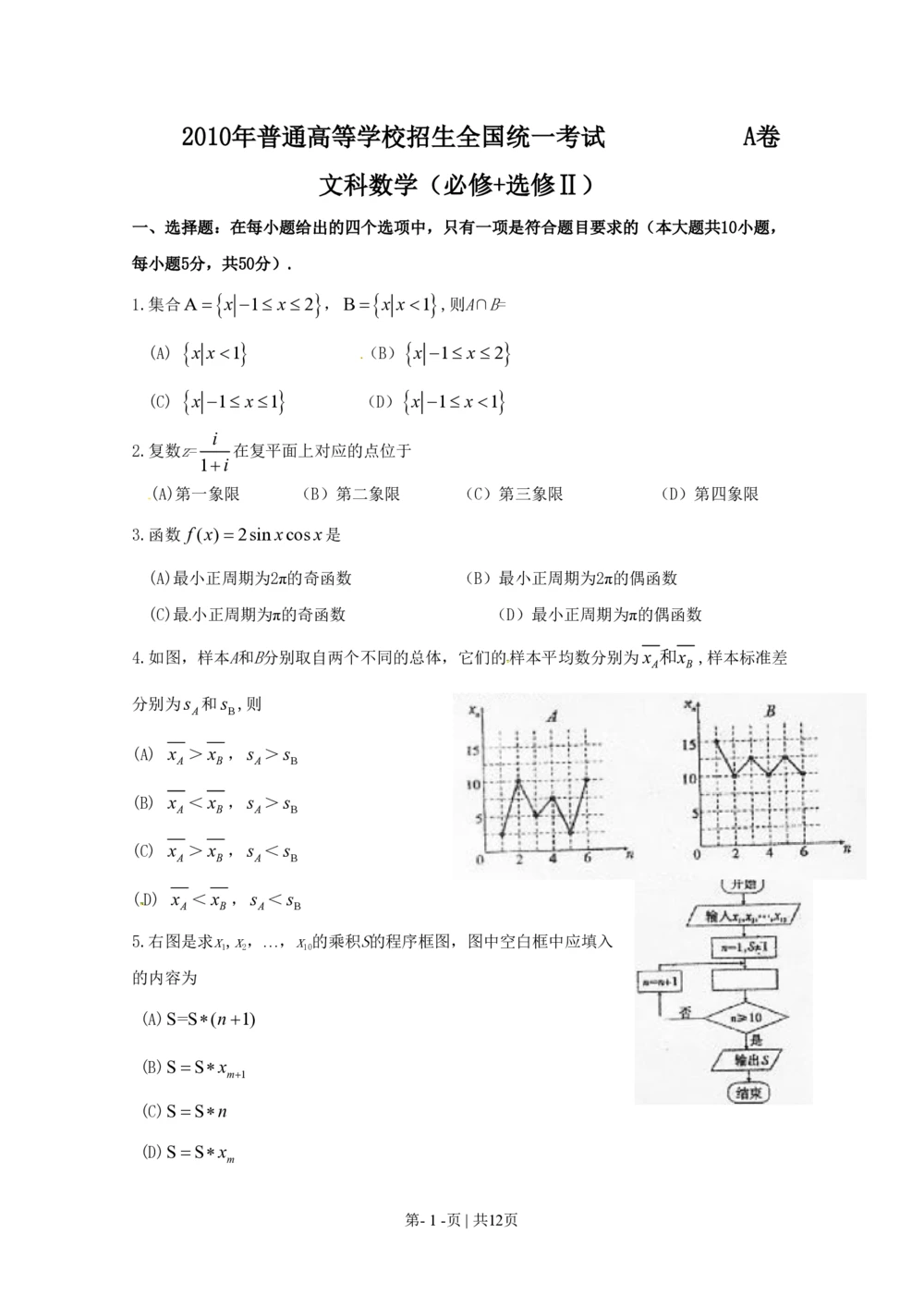 2010年高考数学试卷（文）（陕西）（解析卷）_历年高考真题合集_数学历年高考真题_新&middot;PDF版2008-2025&middot;高考数学真题_数学（按年份分类）2008-2025_2010&middot;高考数学真题