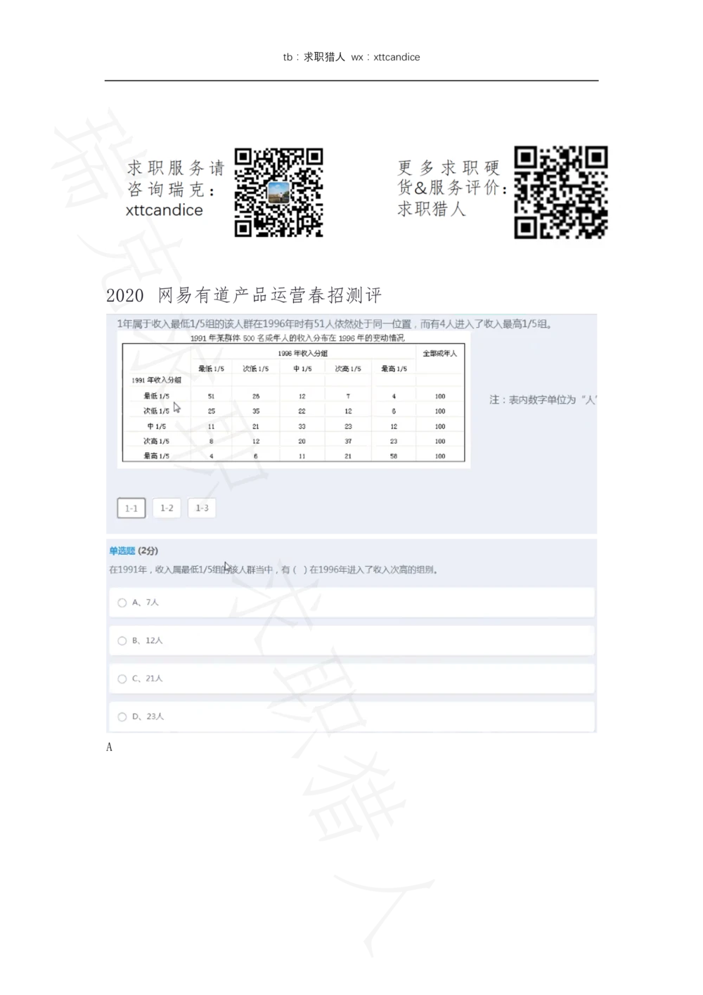 10网易有道产品运营A卷测评（瑞克求职：2020春招）_2025春招题库汇总_互联网题库-1_02互联网汇总_05、网易_02、2021年网易真题