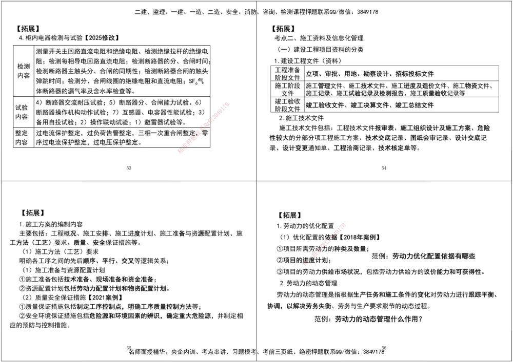 09.第一次课-第五次课拓展汇总黑白打印版_2026年一级建造师_2026年一建机电_2025年一建机电SVIP_04-冲刺串讲✿考点强化✿小灶集训_28-机电《A计划案例专练》马明宇XT