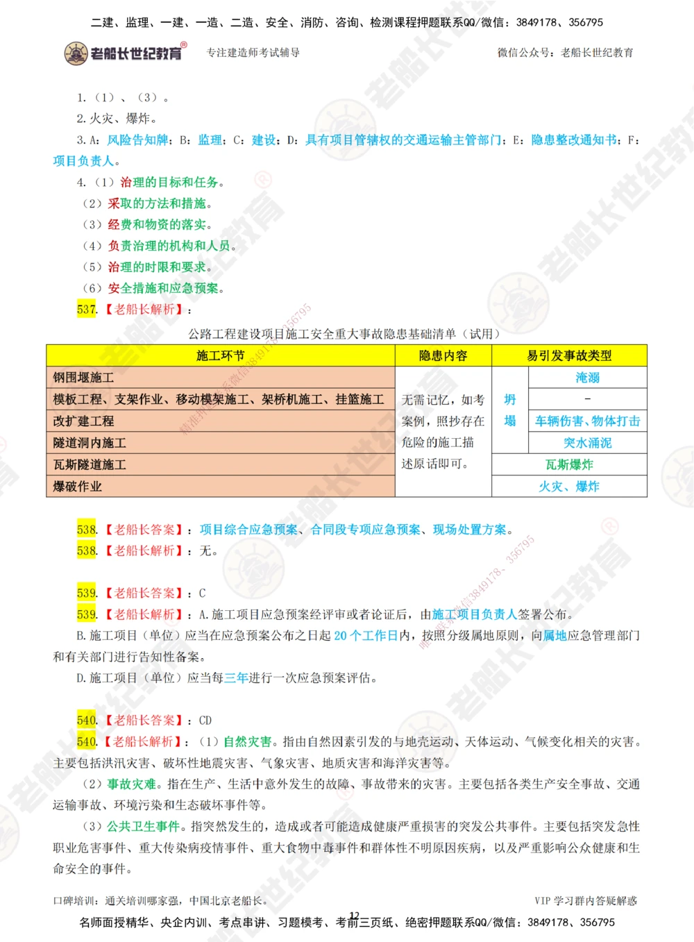 08老船长一建公路&mdash;&mdash;点题强化直播08-答案_2026年一级建造师_2026年一建公路_2025年一建公路SVIP_04-冲刺串讲✿考点强化✿小灶集训_21-公路《点题强化班》老船长JQ推荐_讲义