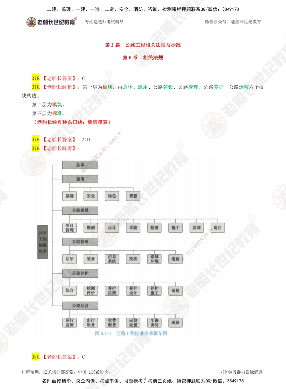 07老船长一建公路&mdash;&mdash;点题强化直播07-答案_2026年一级建造师_2026年一建公路_2025年一建公路SVIP_04-冲刺串讲✿考点强化✿小灶集训_21-公路《点题强化班》老船长JQ推荐_讲义