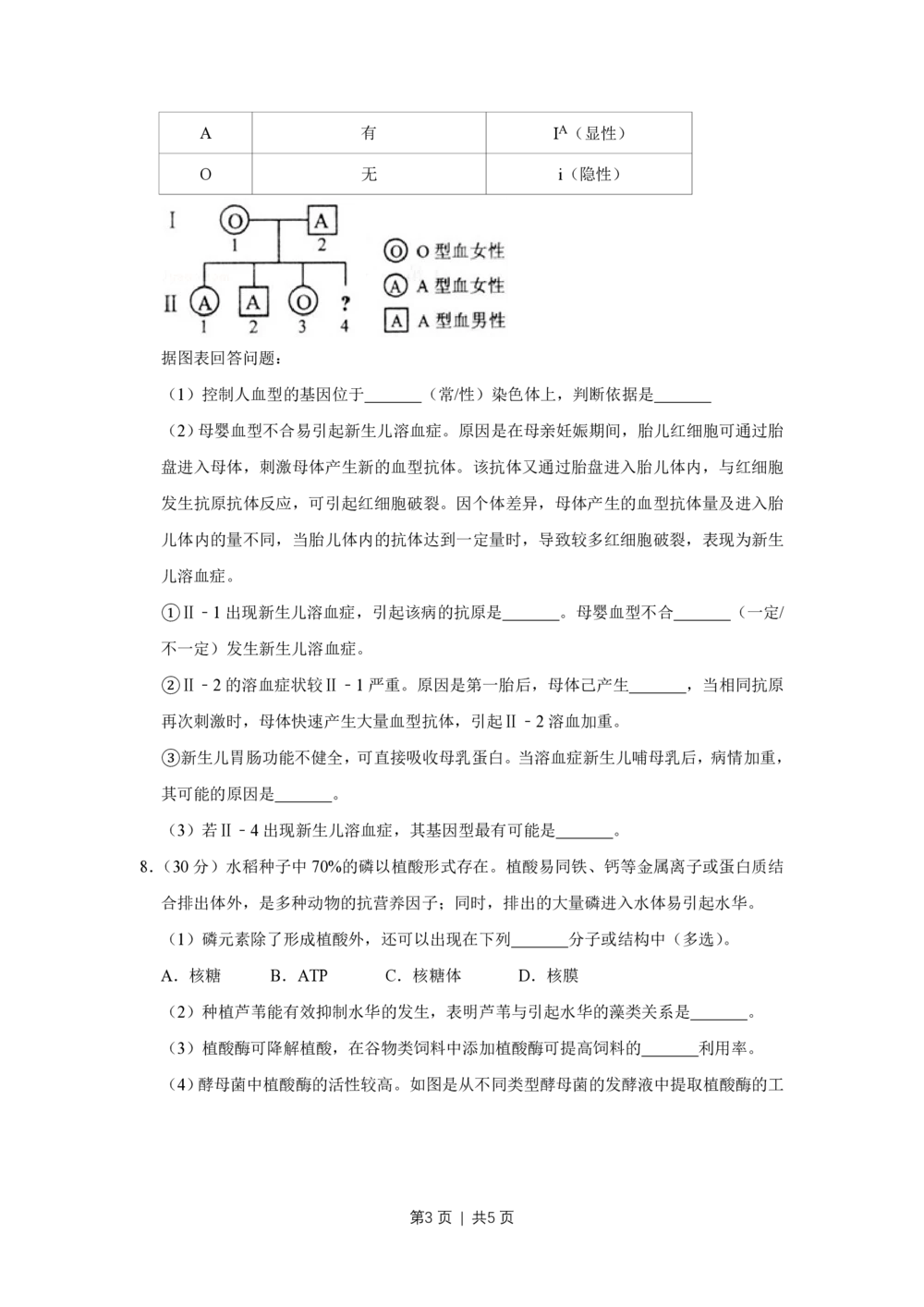 2009年高考生物试卷（天津）（空白卷）_生物历年高考真题_新&middot;PDF版2008-2025&middot;高考生物真题_生物（按年份分类）2008-2025_2009&middot;高考生物真题