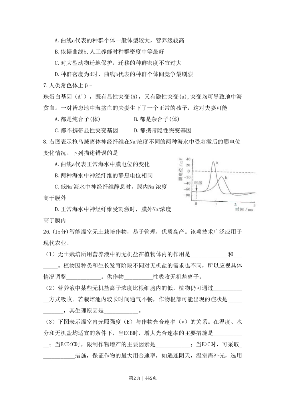 2009年高考生物试卷（山东）（空白卷）_生物历年高考真题_新&middot;PDF版2008-2025&middot;高考生物真题_生物（按省份分类）2008-2025_2008-2025&middot;（山东）生物高考真题
