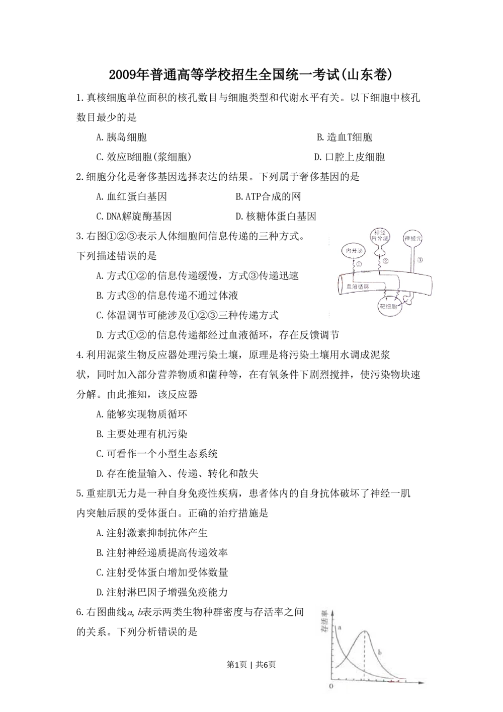 2009年高考生物试卷（山东）（解析卷）_生物历年高考真题_新&middot;PDF版2008-2025&middot;高考生物真题_生物（按省份分类）2008-2025_2008-2025&middot;（山东）生物高考真题