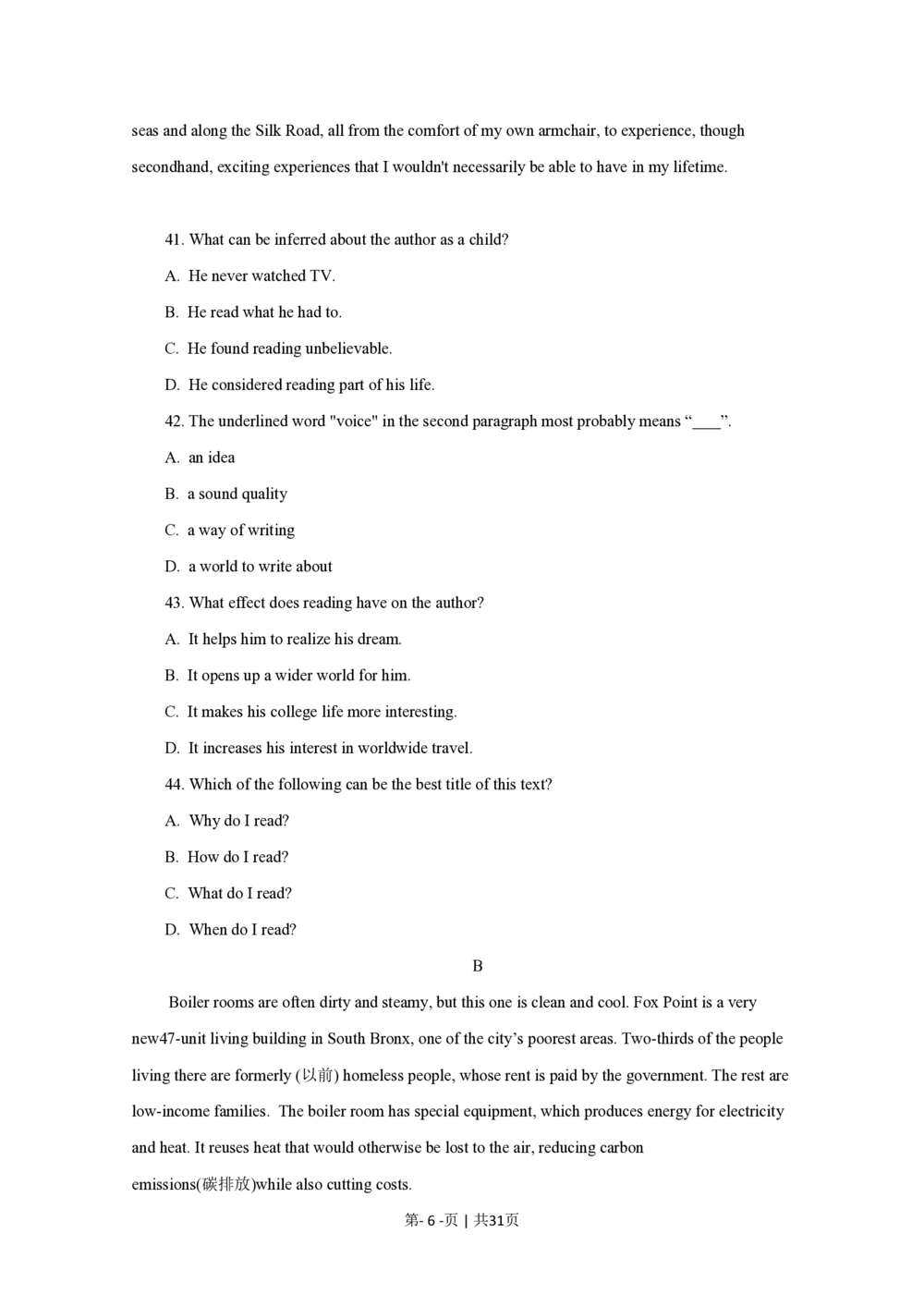 2010年高考英语试卷（四川）（解析卷）_英语历年高考真题_新&middot;PDF版2008-2025&middot;高考英语真题_英语（按省份分类）2008-2025_2008-2025&middot;（四川）英语高考真题