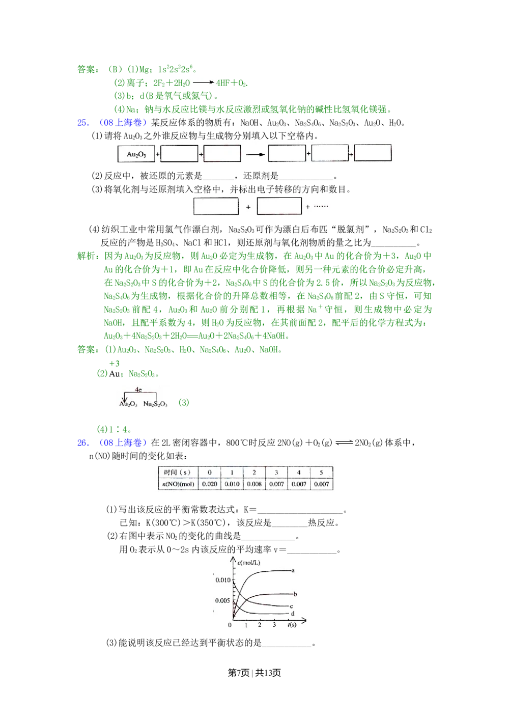 2008年高考化学试卷（上海）（解析卷）_历年高考真题合集_化学历年高考真题_新&middot;Word版2008-2025&middot;高考化学真题_化学（按省份分类）2008-2025_2008-2025&middot;（上海）化学高考真题