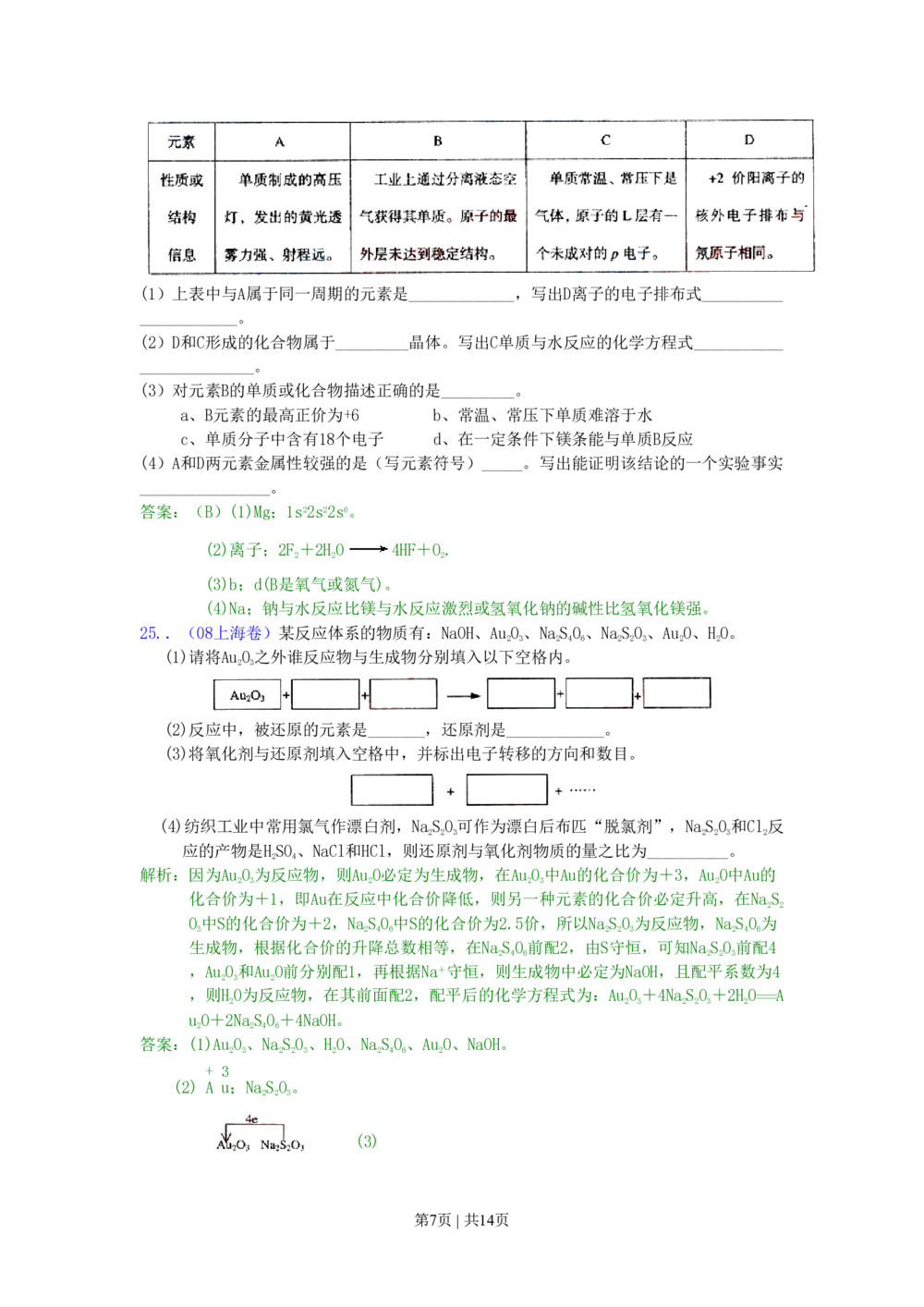 2008年高考化学试卷（上海）（解析卷）_历年高考真题合集_化学历年高考真题_新&middot;PDF版2008-2025&middot;高考化学真题_化学（按试卷类型分类）2008-2025_自主命题卷&middot;化学（2008-2025）(1)