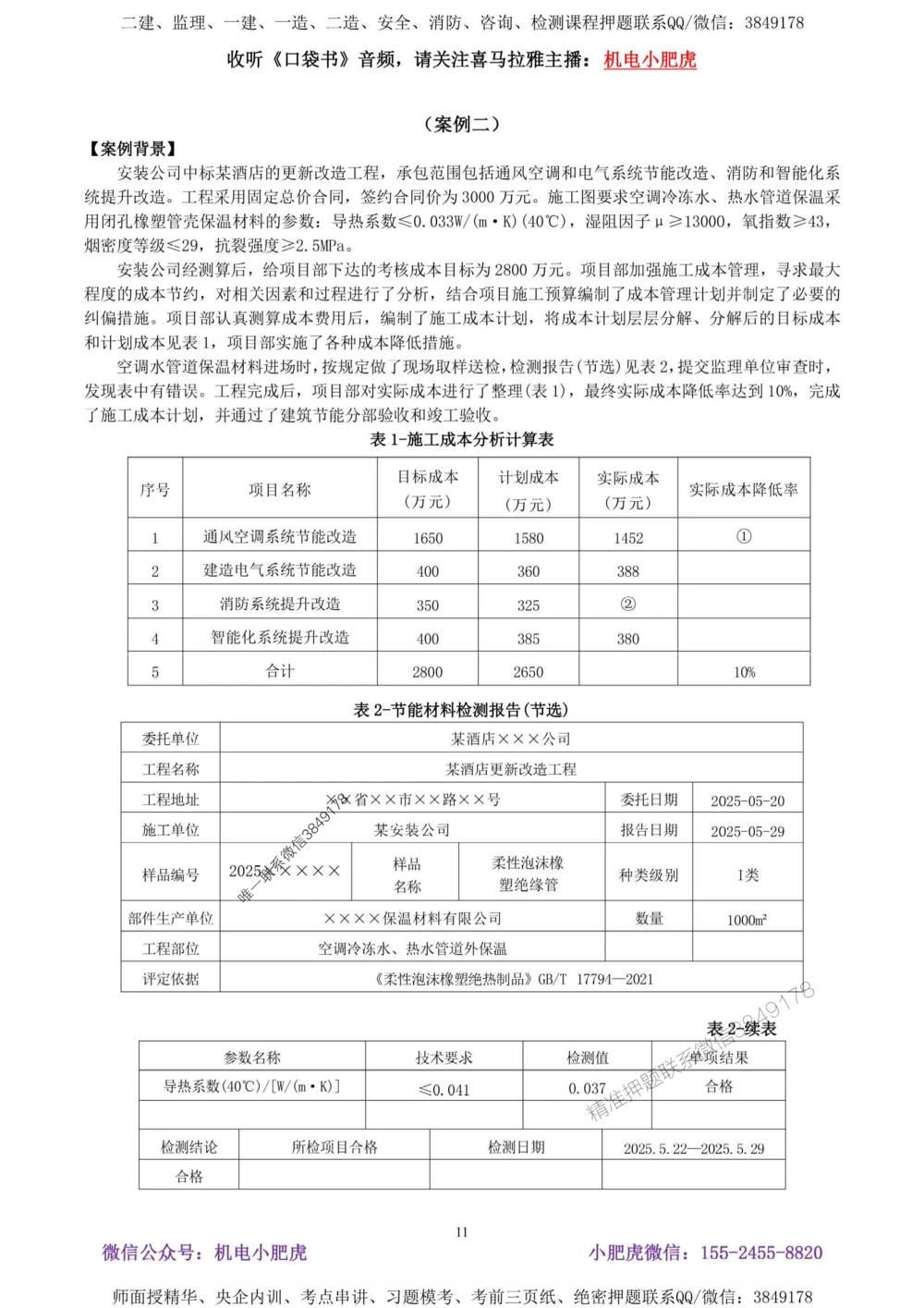 02-考前自测卷（二）答案_1_2026年一级建造师_2026年一建机电_2025年一建机电SVIP_04-冲刺串讲✿考点强化✿小灶集训_17-机电《案例百题斩》小肥虎SMR_考前测试卷