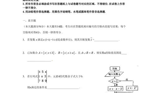 2009年高考数学试卷（理）（上海）（空白卷）_历年高考真题合集_数学历年高考真题_新&middot;PDF版2008-2025&middot;高考数学真题_数学（按年份分类）2008-2025_2009&middot;高考数学真题
