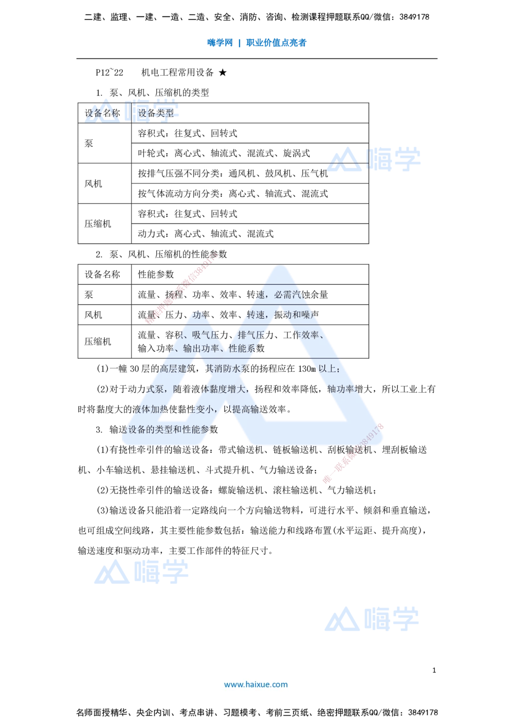 03.2025杨海军-考前拔分速成-（2）机电工程常用设备_2026年一级建造师_2026年一建机电_2025年一建机电SVIP_04-冲刺串讲✿考点强化✿小灶集训_33-机电《考前拔分速成》杨海军HX_讲义