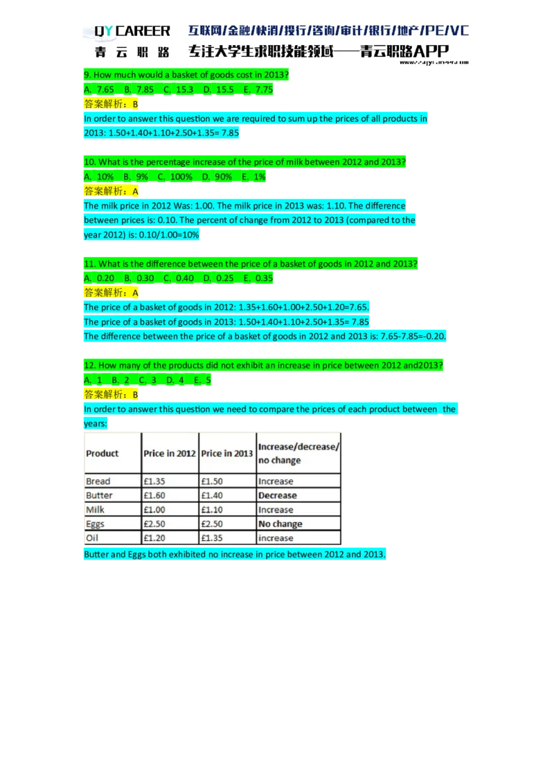 Numericalcomprehension_2025春招题库汇总_十大行测题库_2023年十大热门题库更新中_05、TalentQ汇总_TalentQ笔试题库英文_03、英文-解析版_numerical文字版